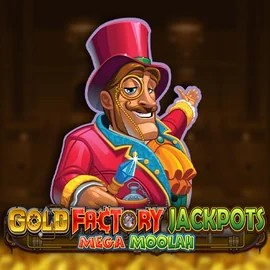 Gold Factory Jackpots Mega Moolah by Aurum Signature Studios, showcased at rizzcasinoo.nl – game logo